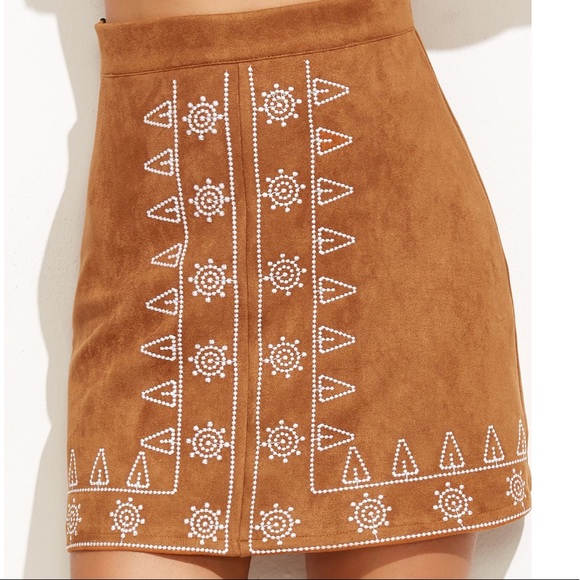 Free People Dresses & Skirts - 🥐Faux suede and embroidered mini skirt